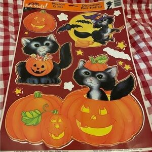 Impact 2004 Halloween Window Clings Cats And Jack-o-Lanterns - Missing Stars